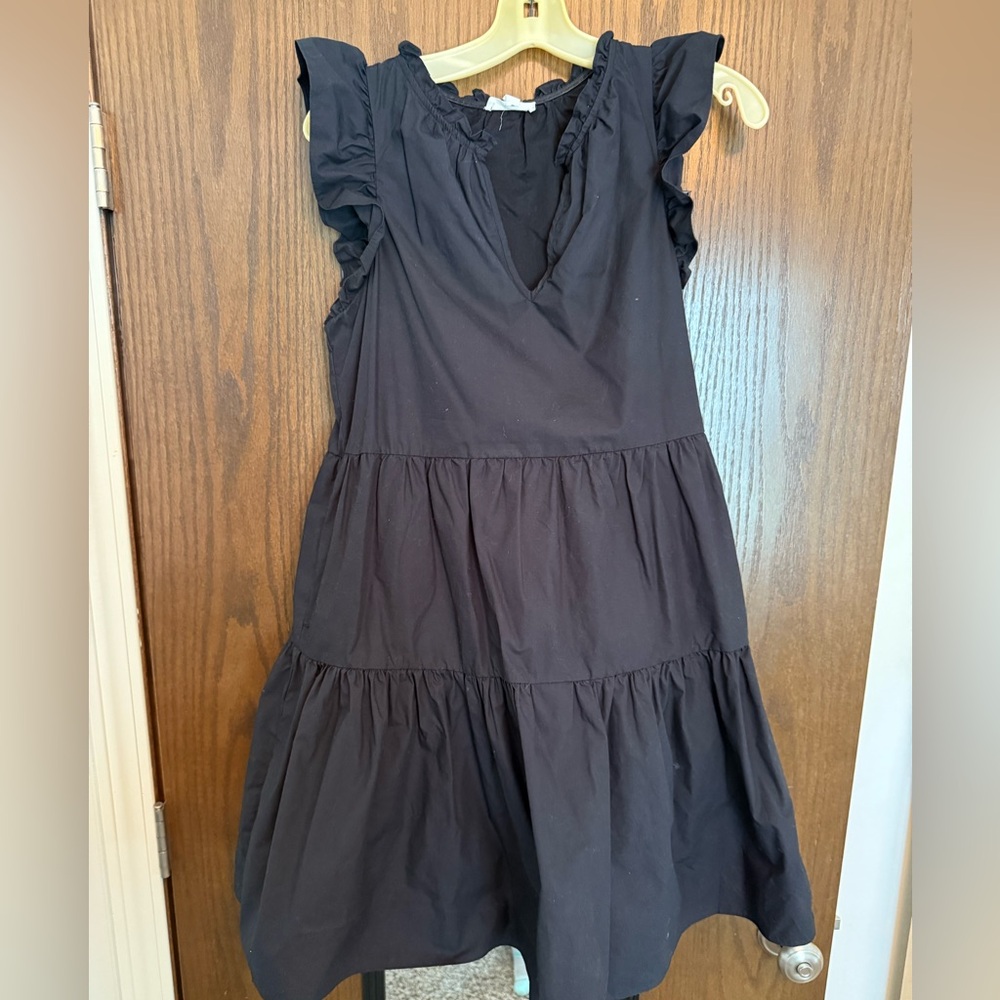 Elegant Black Ruffled Mini Dress